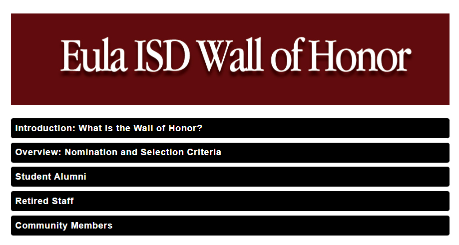 Eula ISD Creates Wall of Honor to Recognize Outstanding Former Eula Pirates